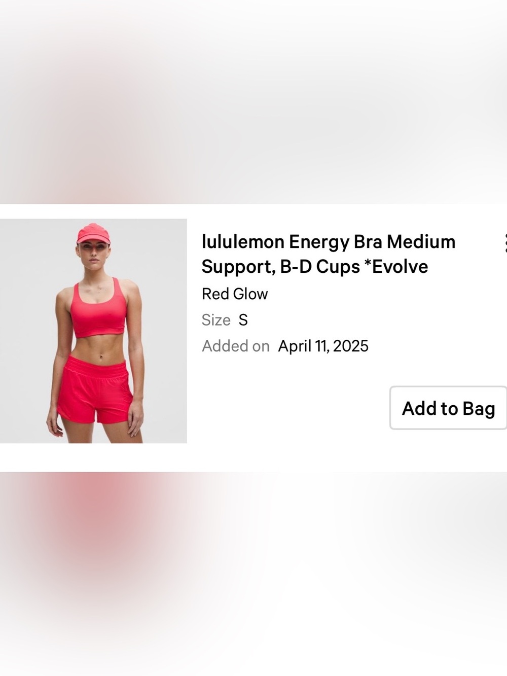 lululemon athletica Energy Bra in Red Glow